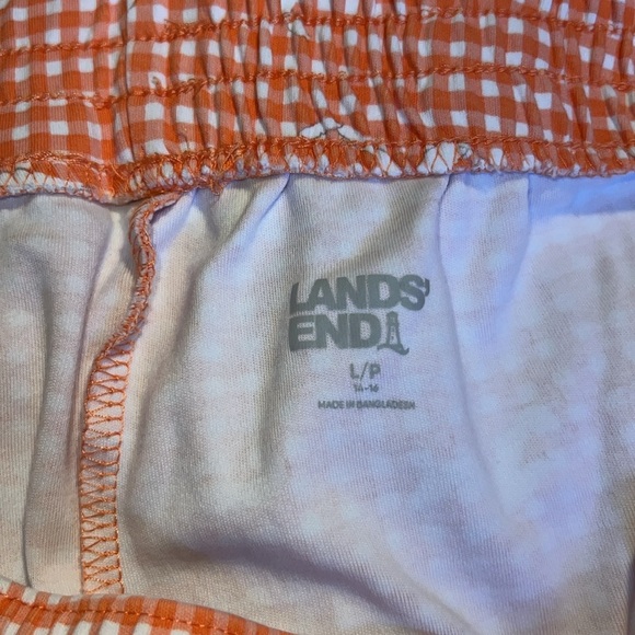 Lands End Women’s Orange Checkered Shorts L5 50725 - Picture 3 of 4